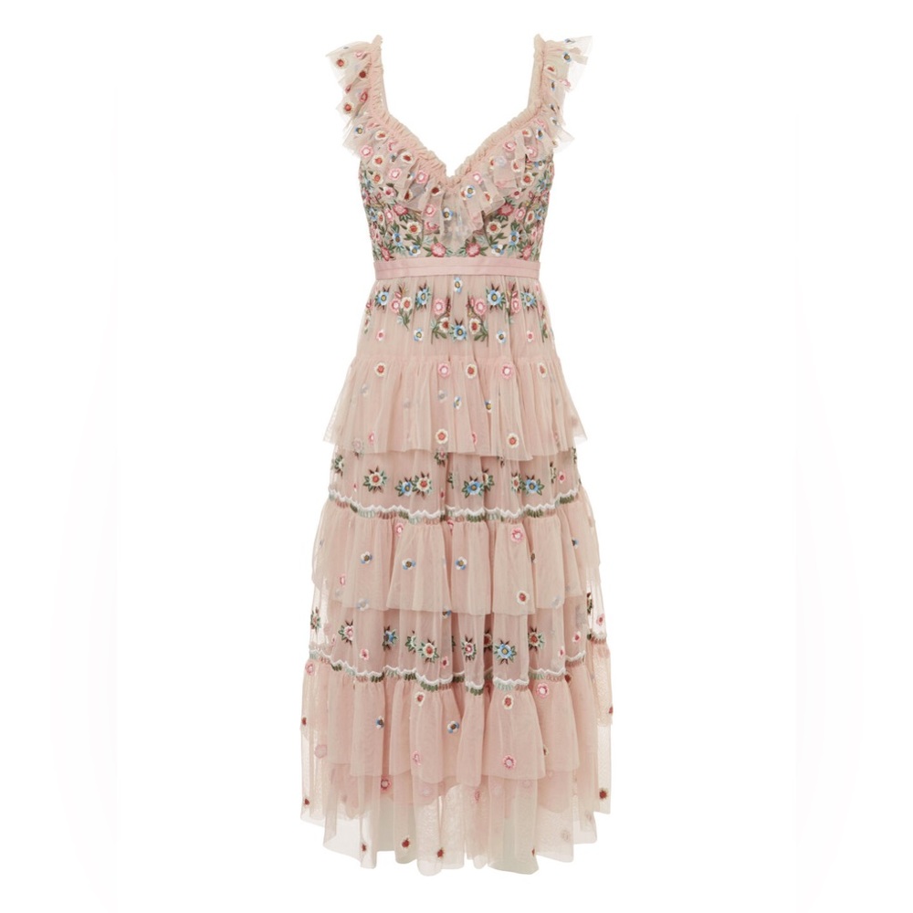 Needle and Thread pink Whimsical Tiered midi Dress